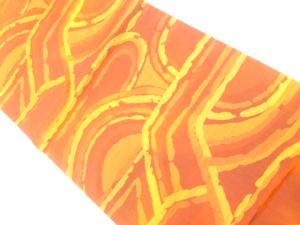 リサイクル　抽象模様織り出し開き名古屋帯（額縁仕立て）